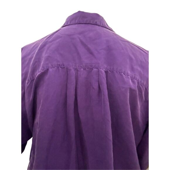 Gitano M women’s vintage 90s plum purple 100% silk button up blouse short sleeve - Picture 3 of 5